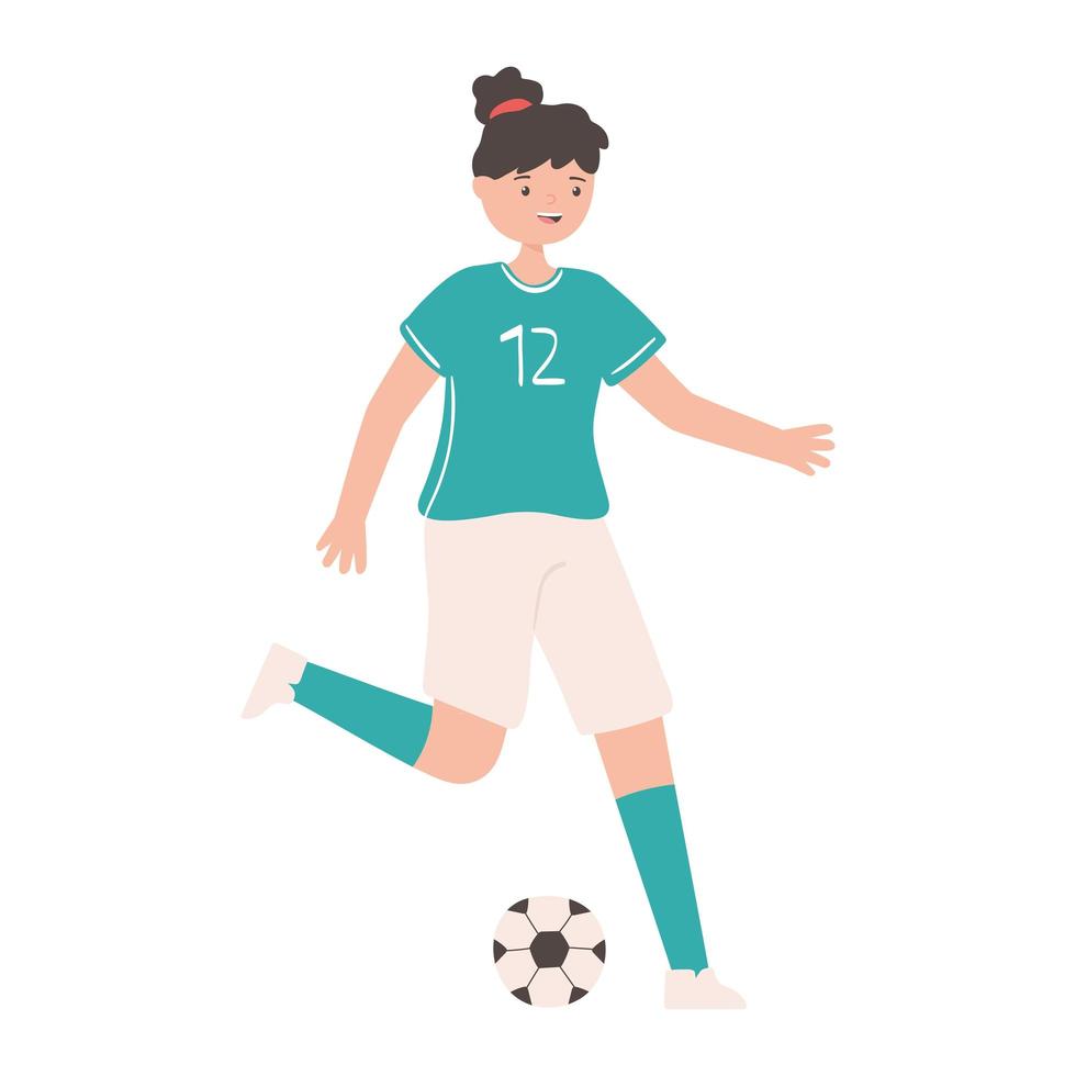 adolescente niña jugador de fútbol vector