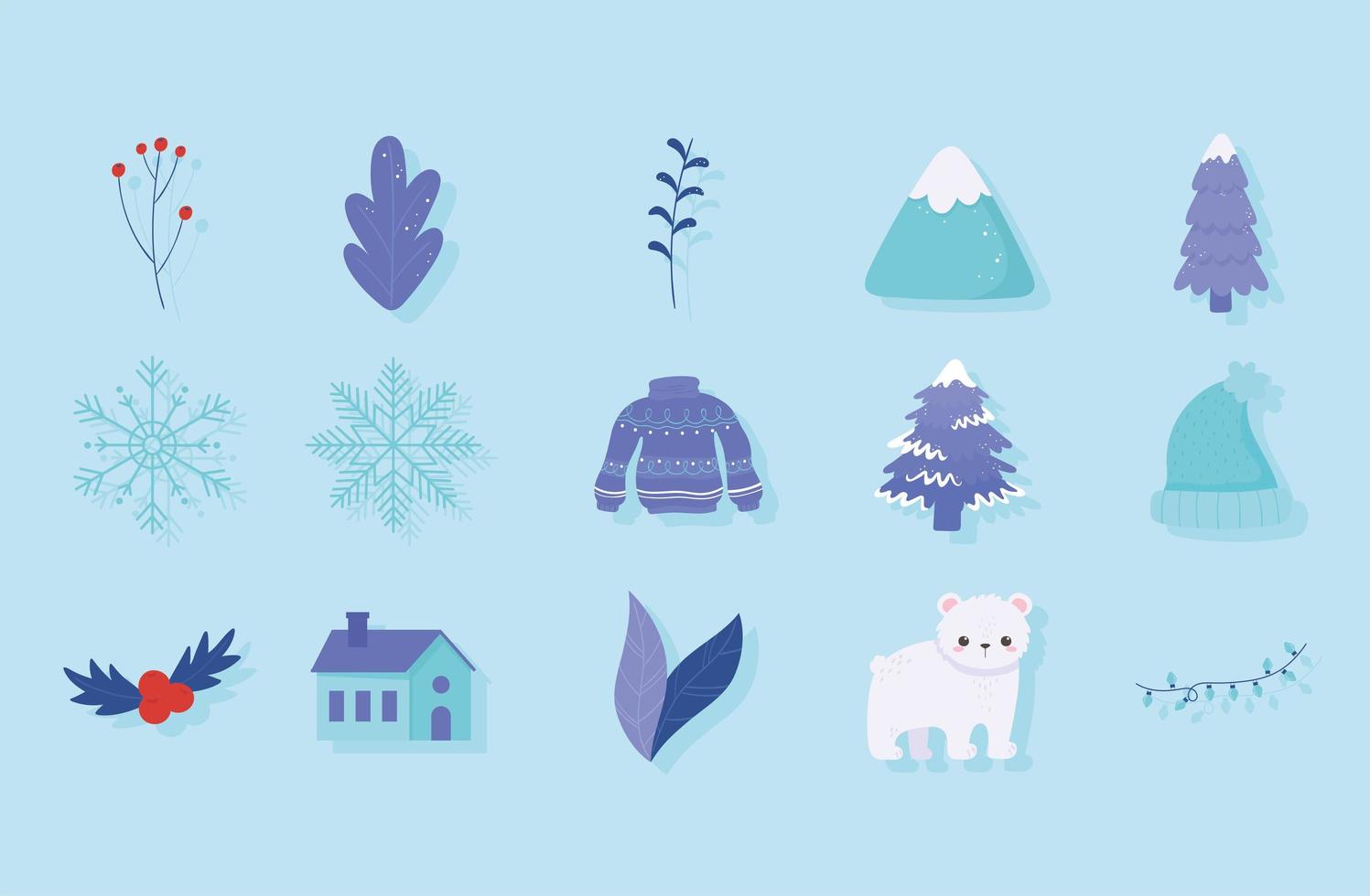 iconos de ropa de invierno vector