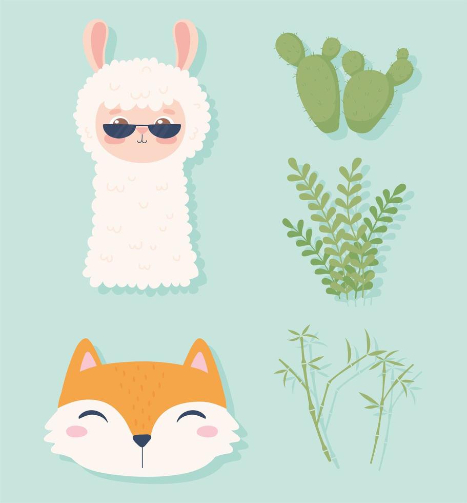 iconos animales y plantas vector