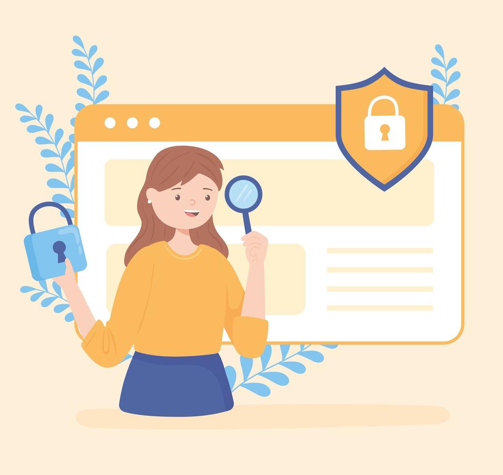 woman data protection vector