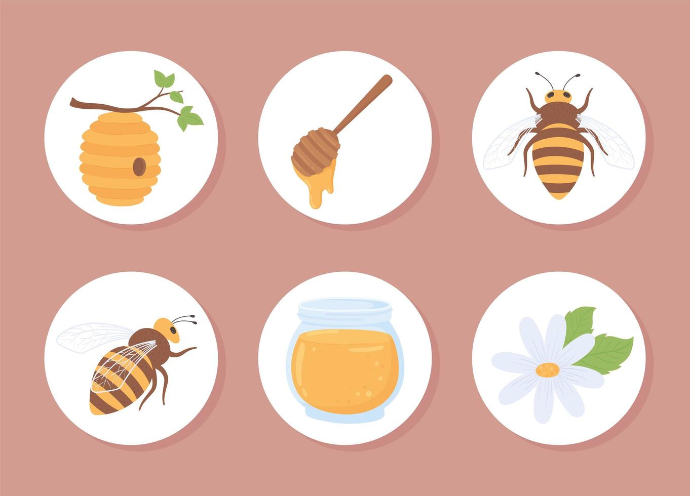 honey round icons vector