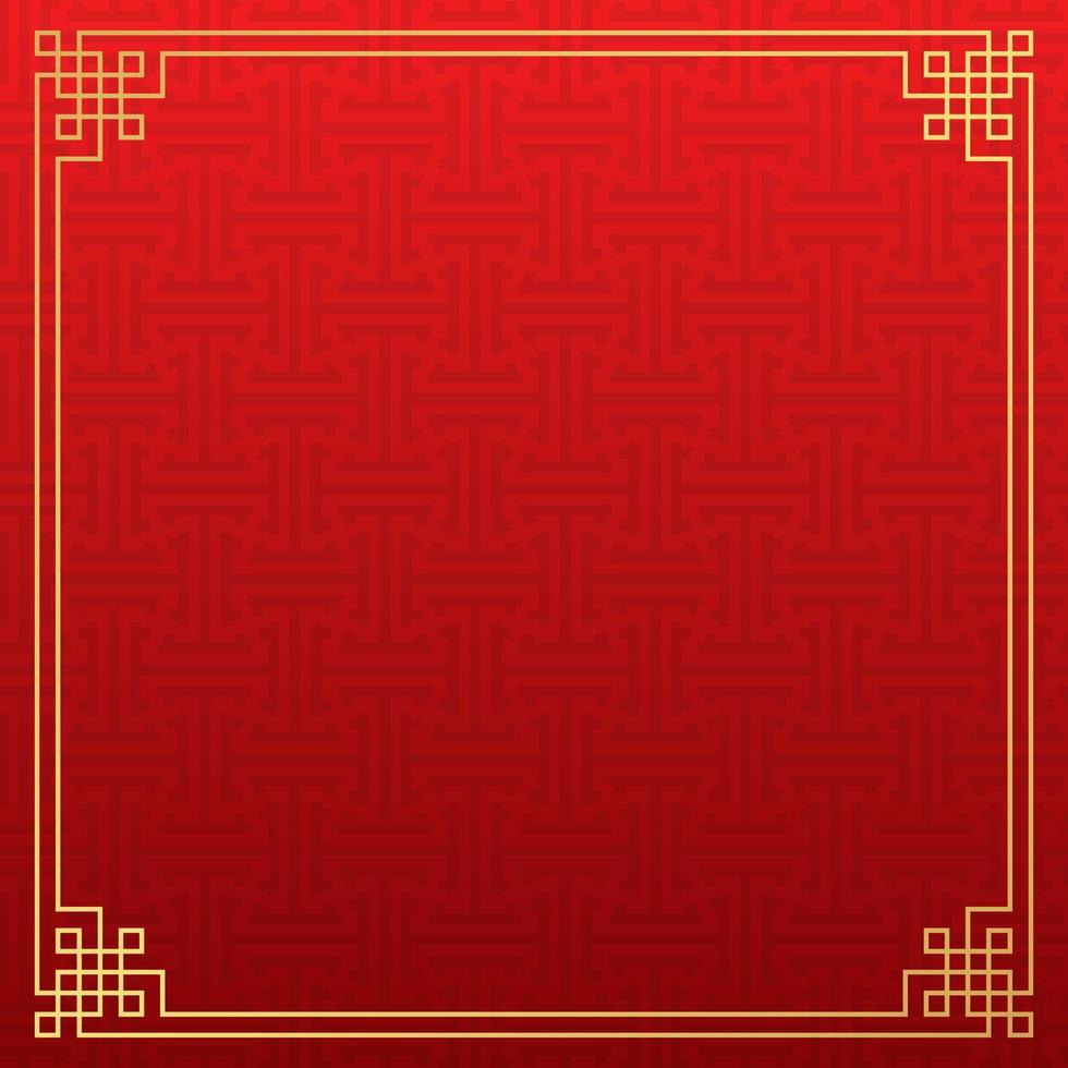 Chinese background, decorative classic festive red background and gold frame, vector illustration