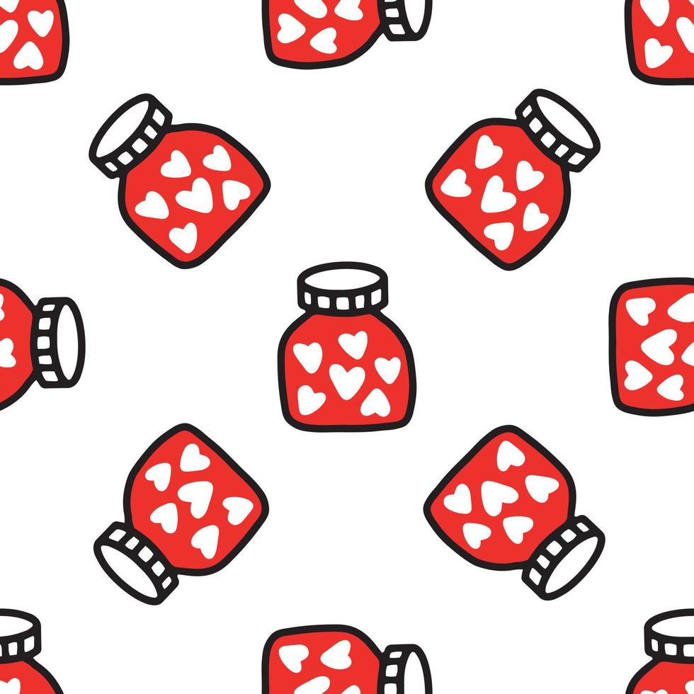 Seamless pattern of Jars with heart. Pattern for Valentines day vector