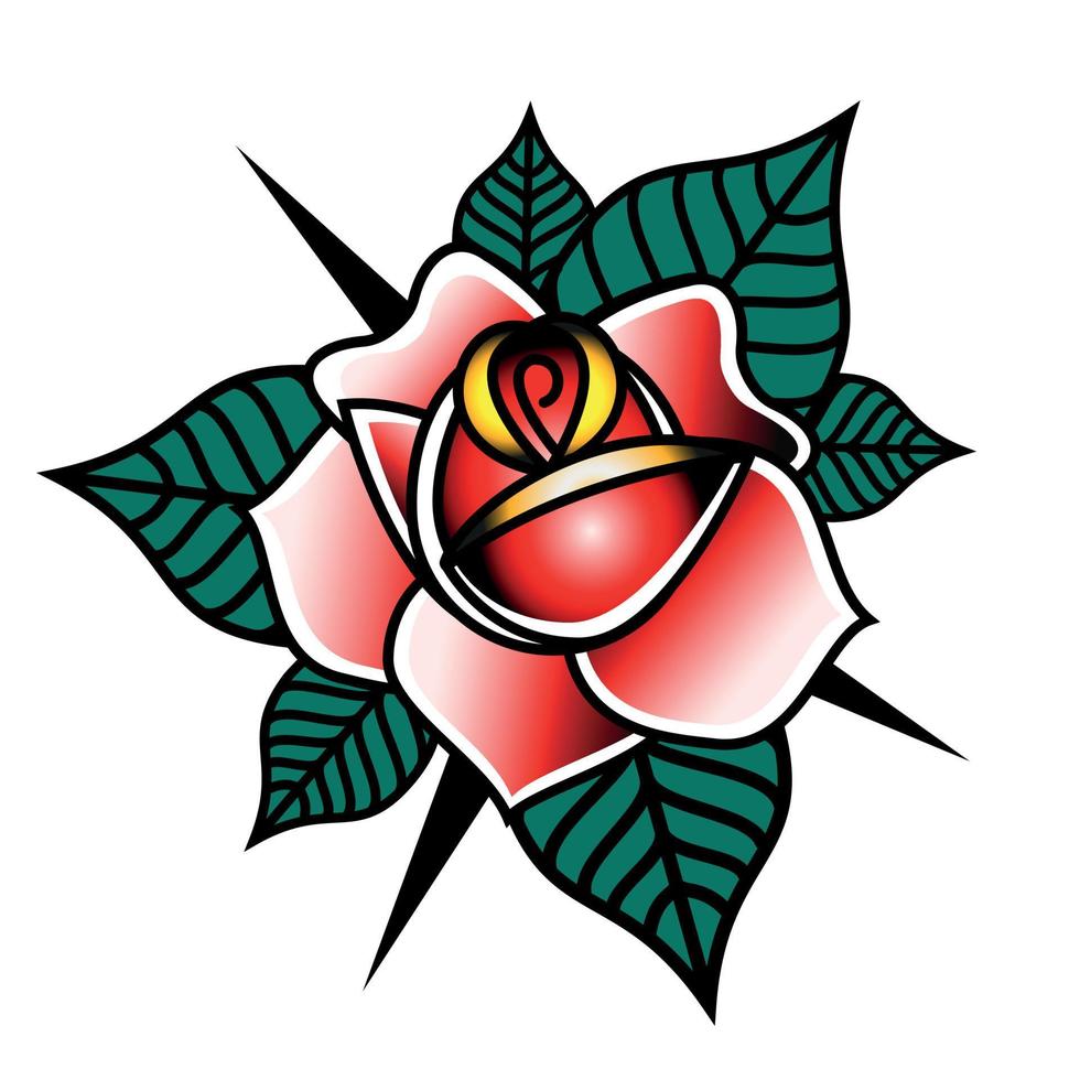 tatuaje al estilo de la vieja escuela rosa con púas. vector