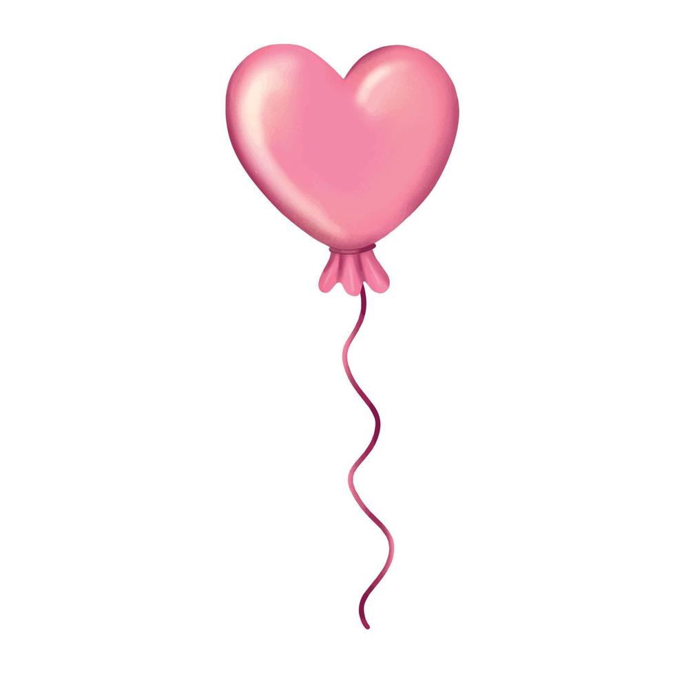 Pink balloon in the shape of a heart. Vector illustration