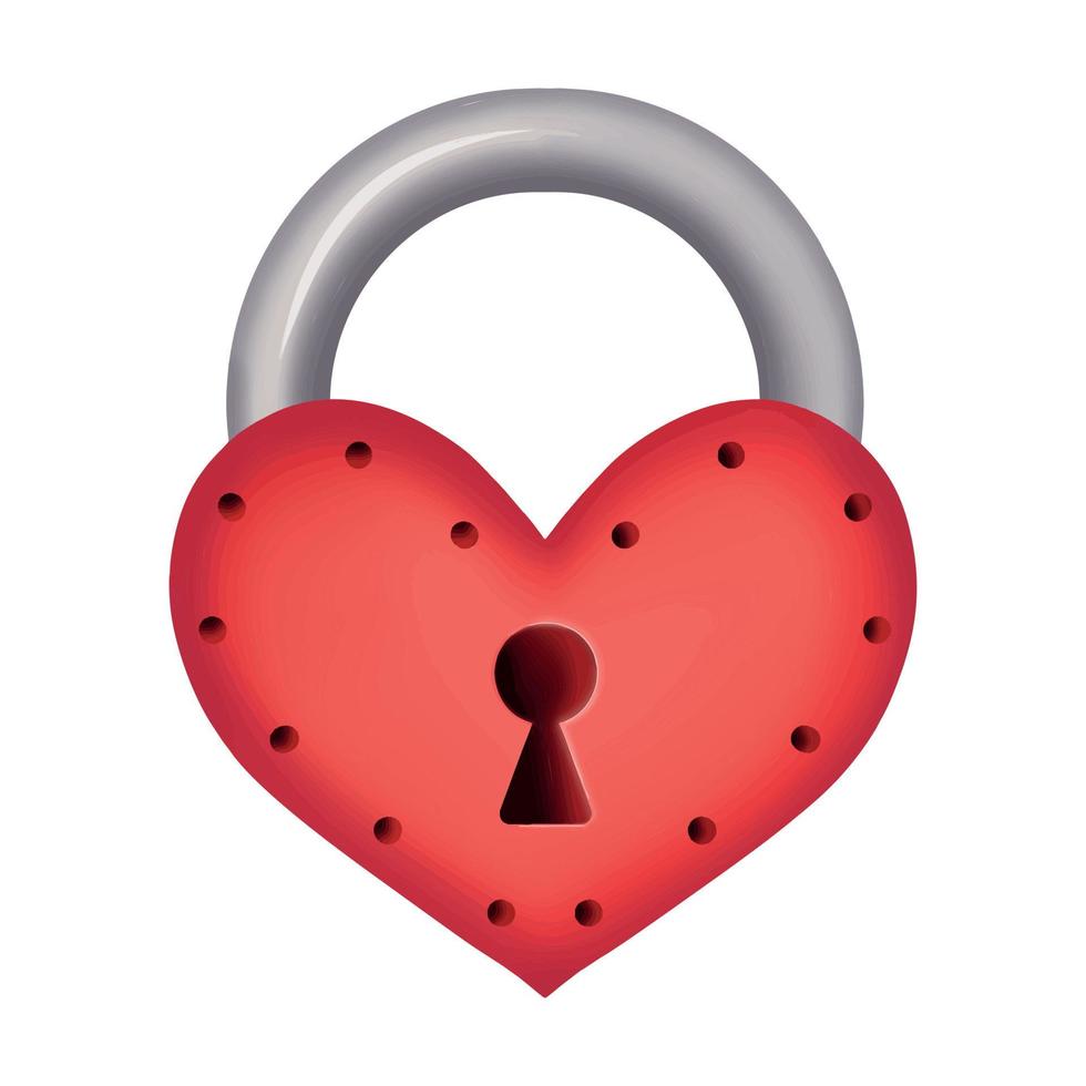Red heart-shaped lock. Design for Valentines Day. vector