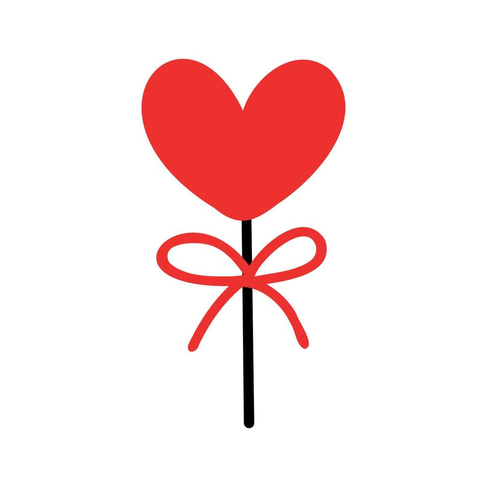 Candy on a stick in the shape of a heart. Romantic icon for Valentine's Day vector