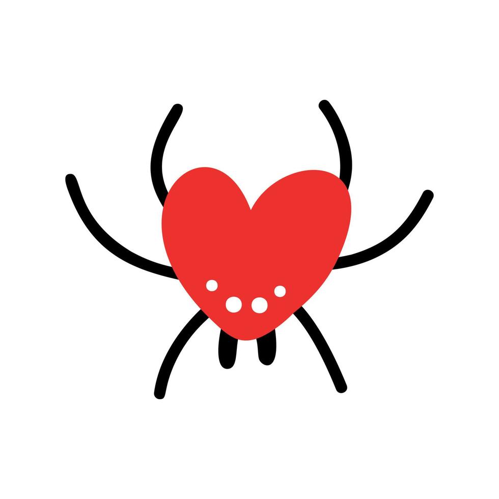 A heart-shaped spider. Vector icon for Valentine's Day