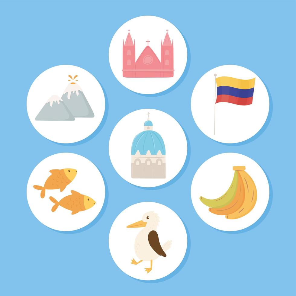 icon set of ecuador vector