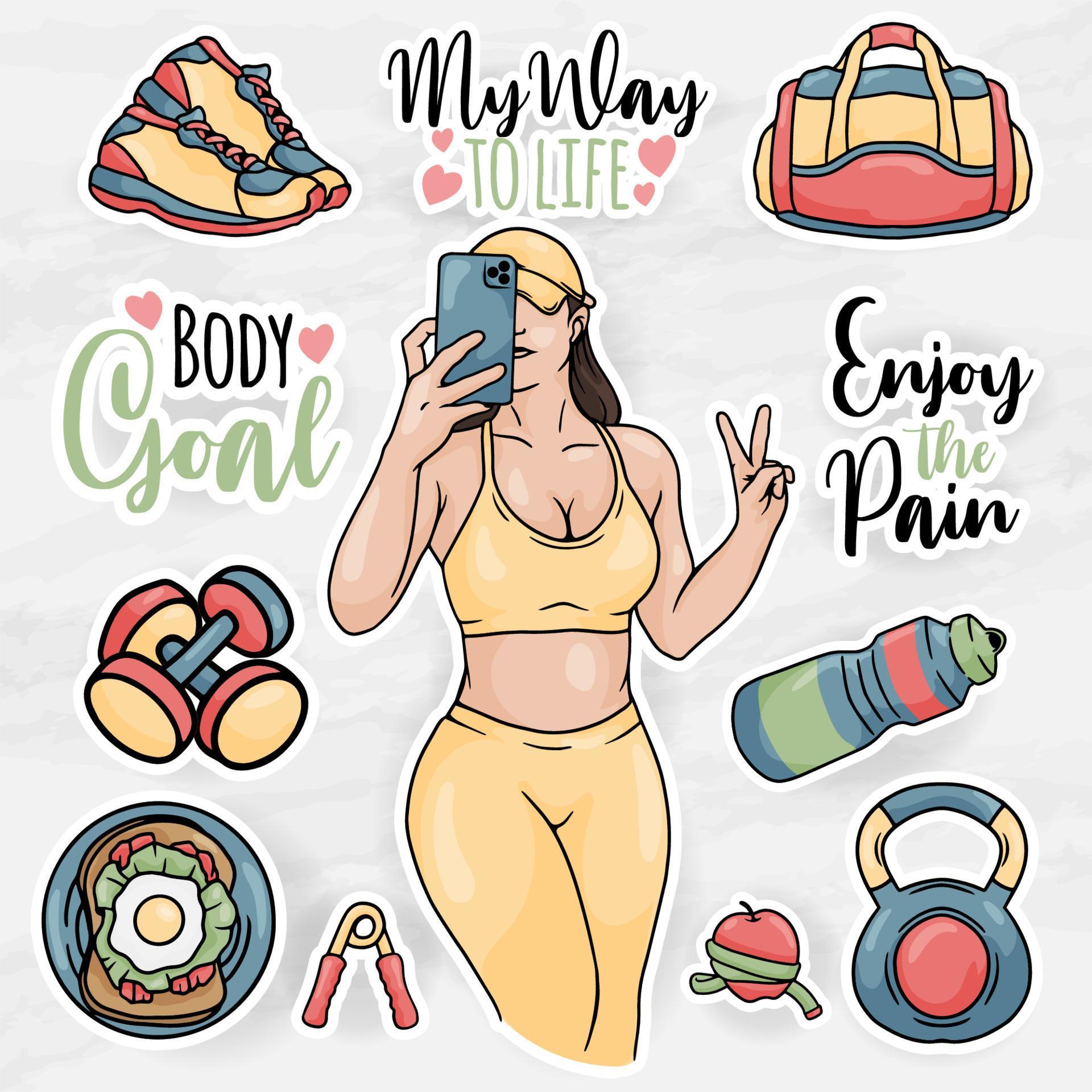 modern women sticker clip art collections set with girl