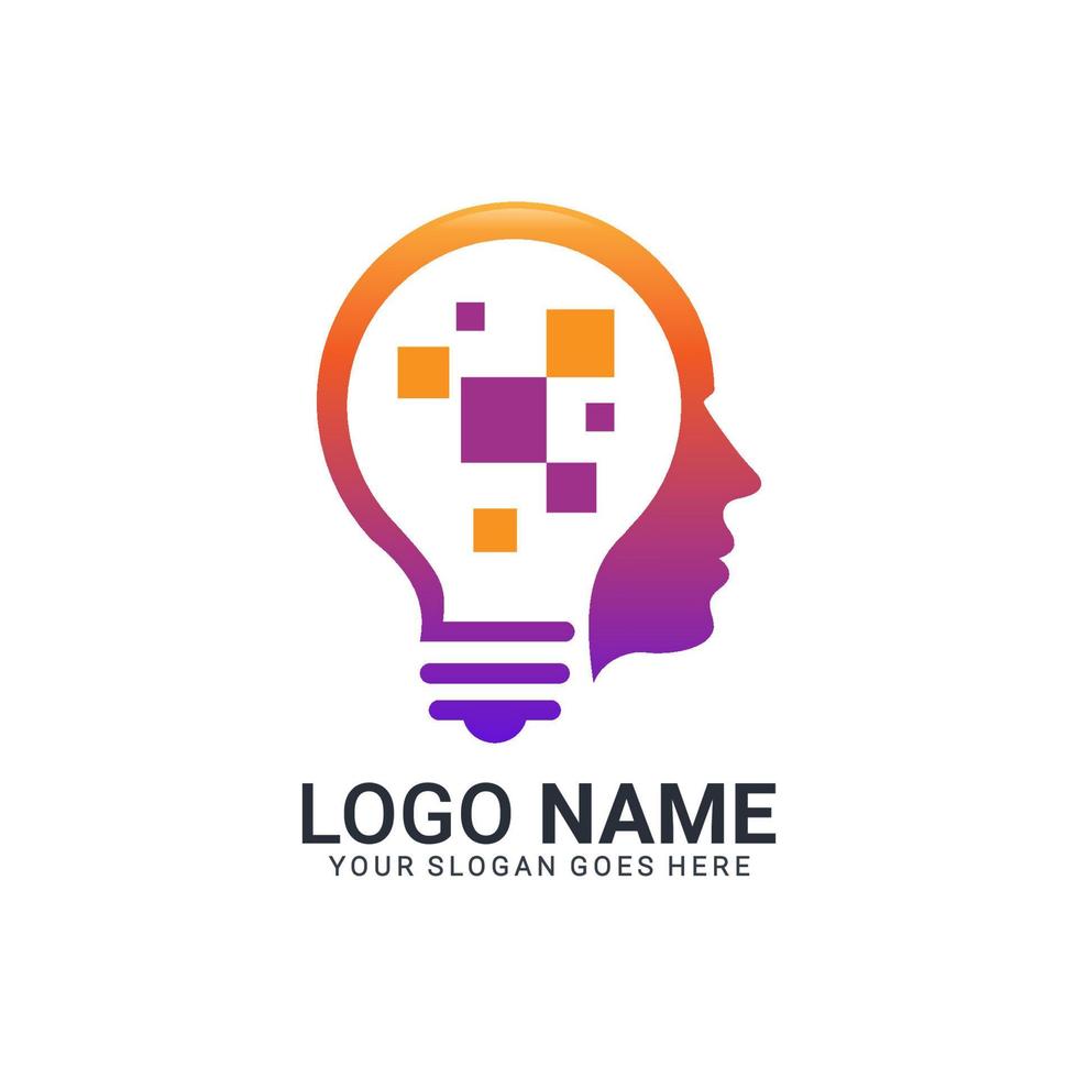 people head logo. human face illustration. mind creative logo vector