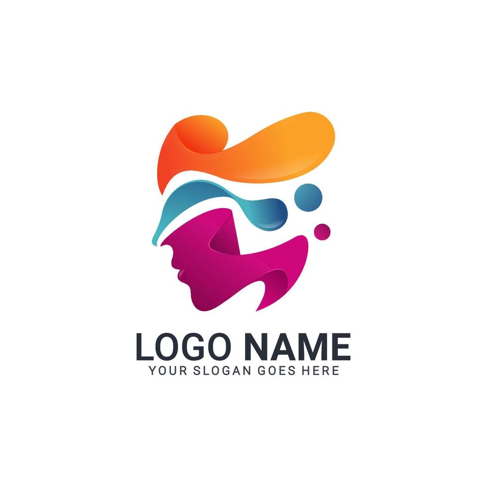 people head logo. human face illustration. mind creative logo vector