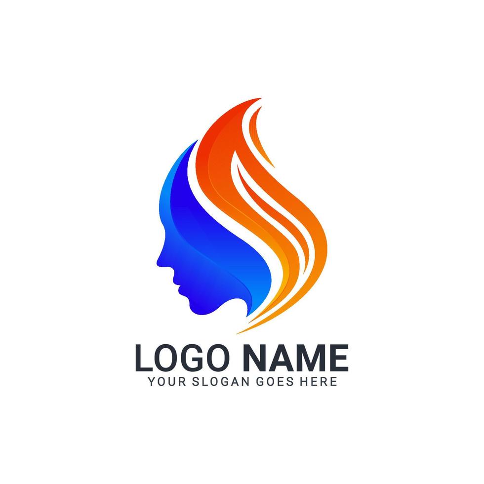 people head logo. human face illustration. mind creative logo vector