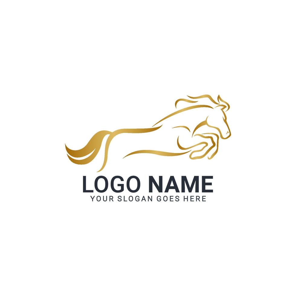 Modern gold abstract horse logo design. Animal logo design vector