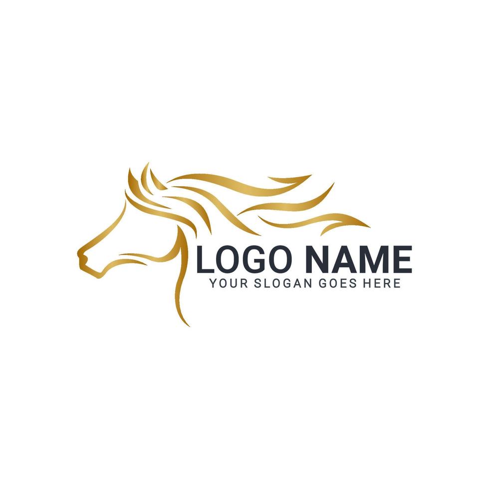 Modern gold abstract horse logo design. Animal logo design vector