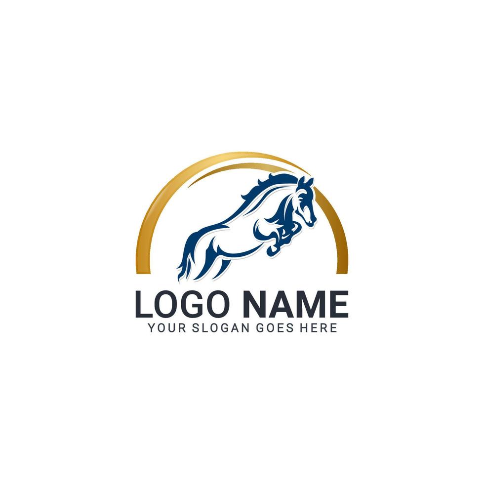 Modern gold abstract horse logo design. Animal logo design vector