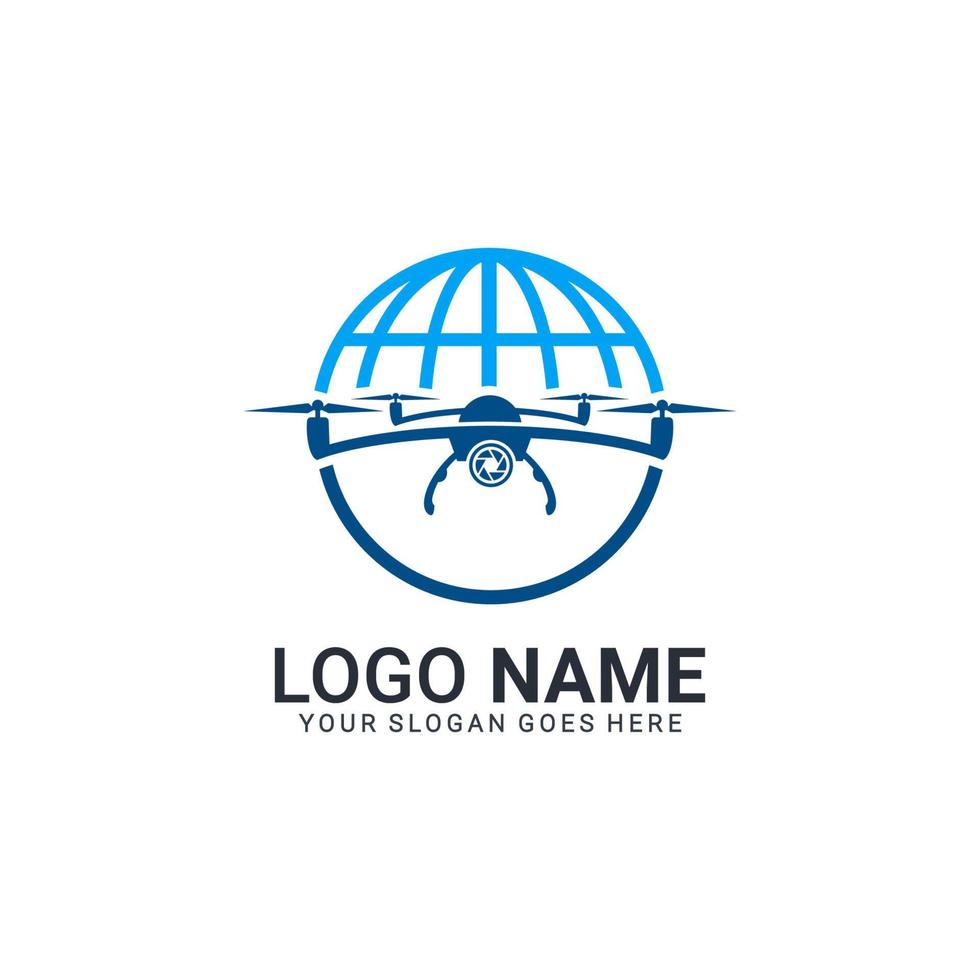 Flying aerial drone logo design. Editable logo design vector