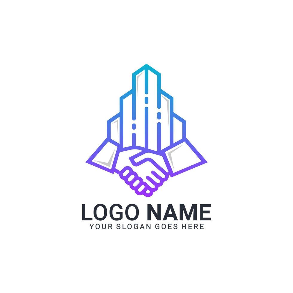 diseño del logotipo de la empresa de construcción de acuerdos. diseño de logotipo moderno editable vector