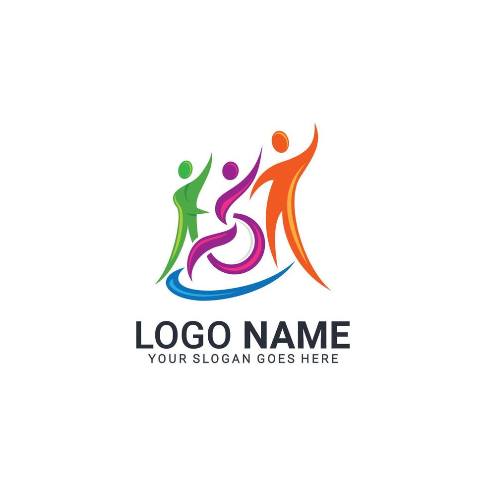 diseño de logotipo de atención de discapacidad. diseño de logotipo de fundación o comunidad vector
