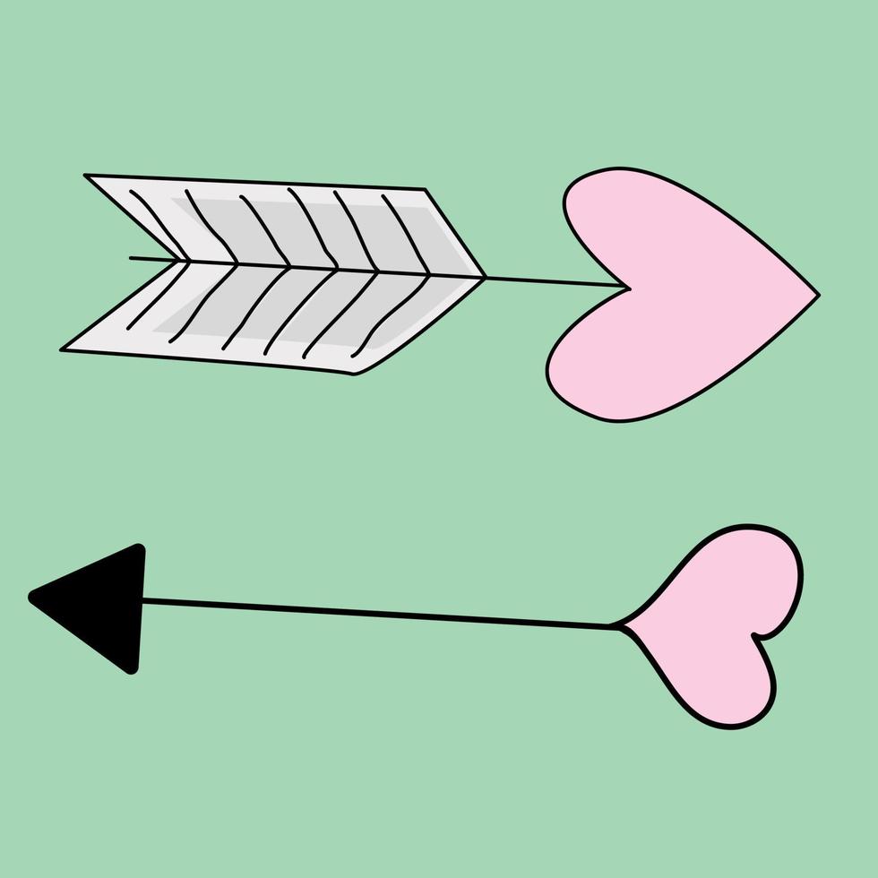 Doodle arrows with hearts vector