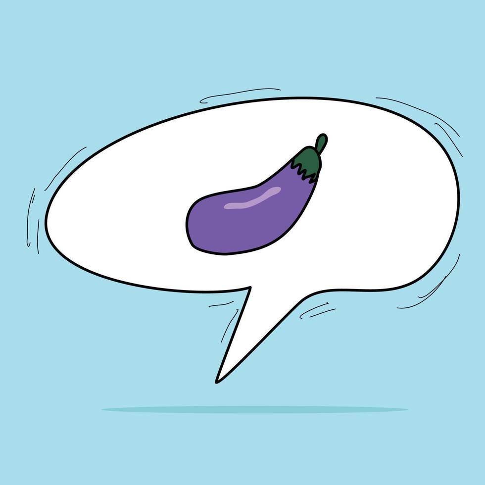 Speech bubbles with eggplant emoji vector