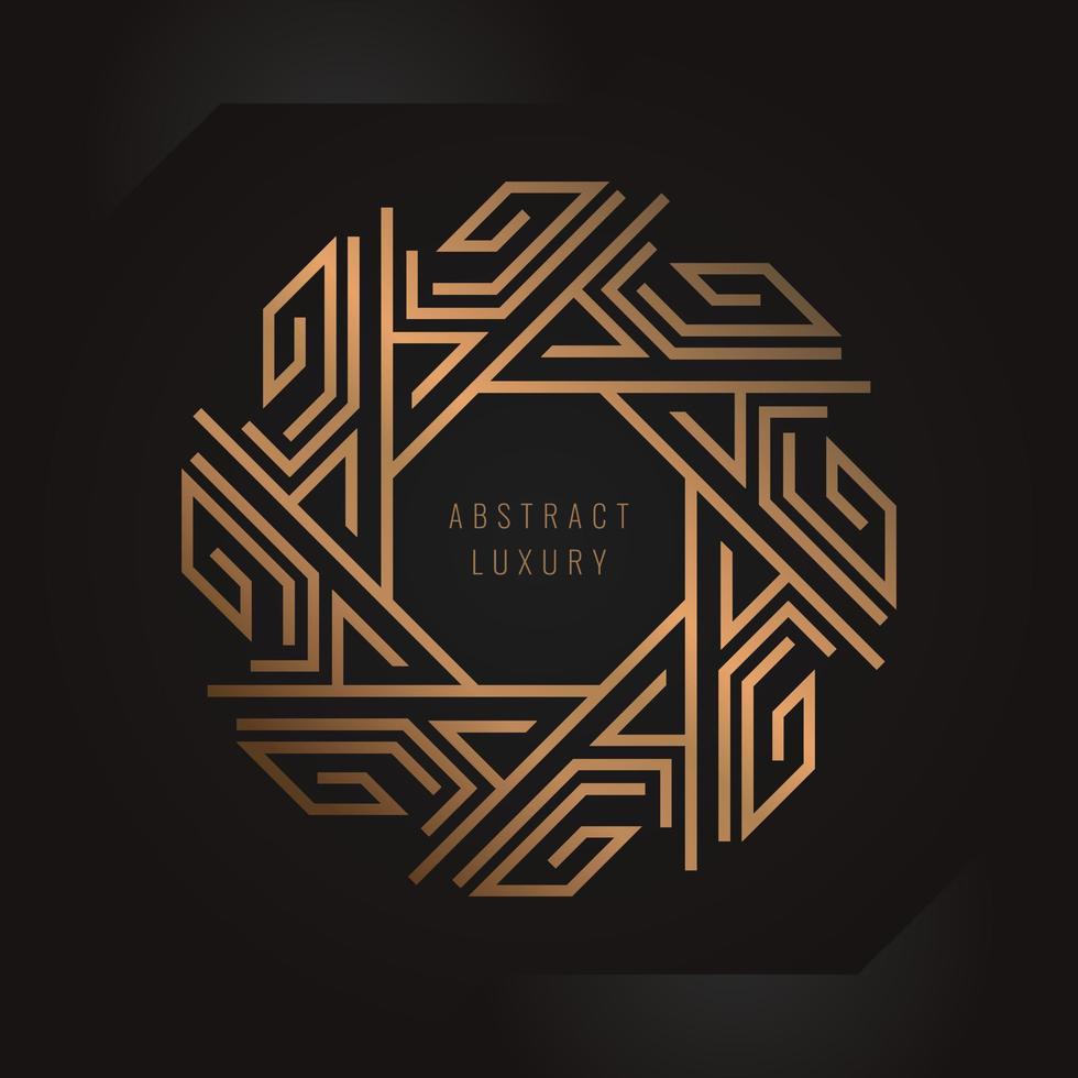 Abstract luxury gold line frame. Vector monogram design elements in trendy vintage and mono line style with space for text.