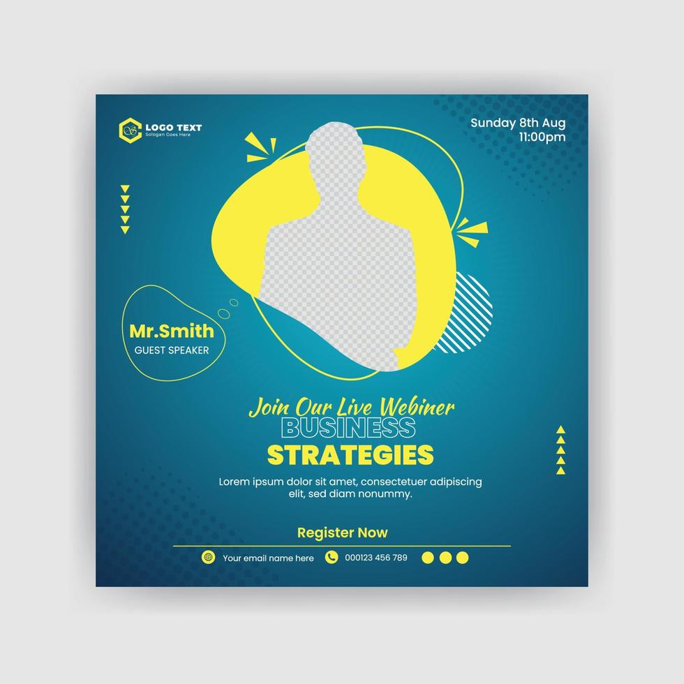 Business Strategies Webinar Social Media Template vector
