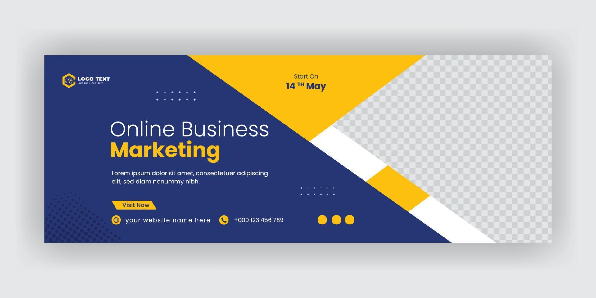 Online Business Marketing Conference Social Media Cover Template vector