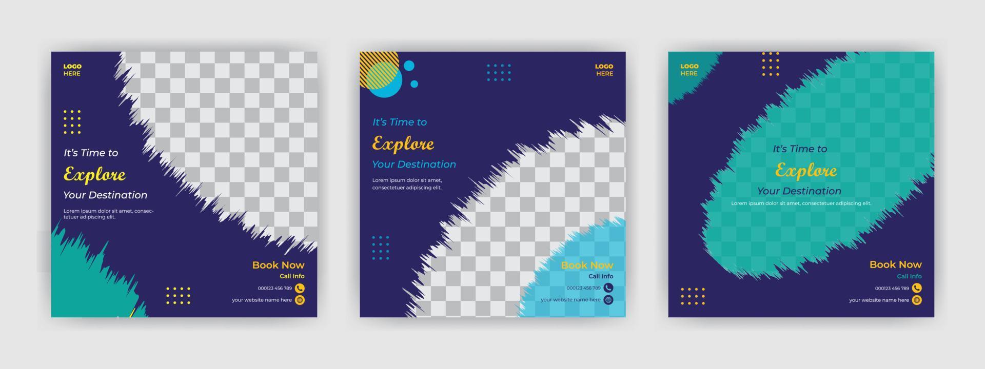 Explore The World Social Media Banner Template vector