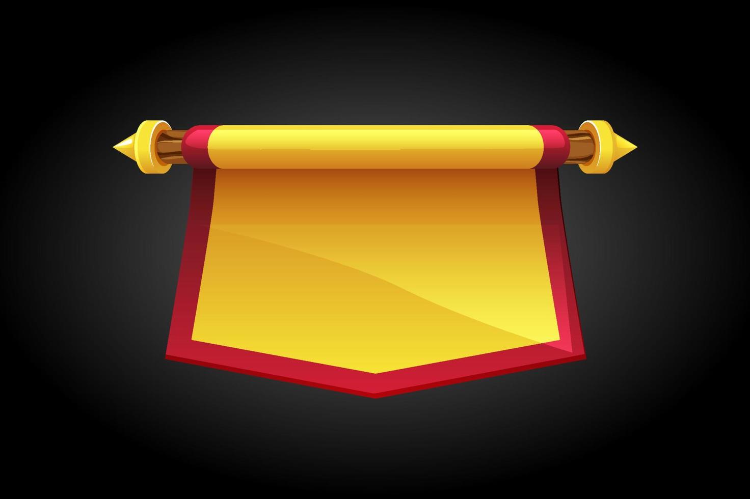 Vector illustration of a cartoon flag for the game. Yellow banner made of fabric.