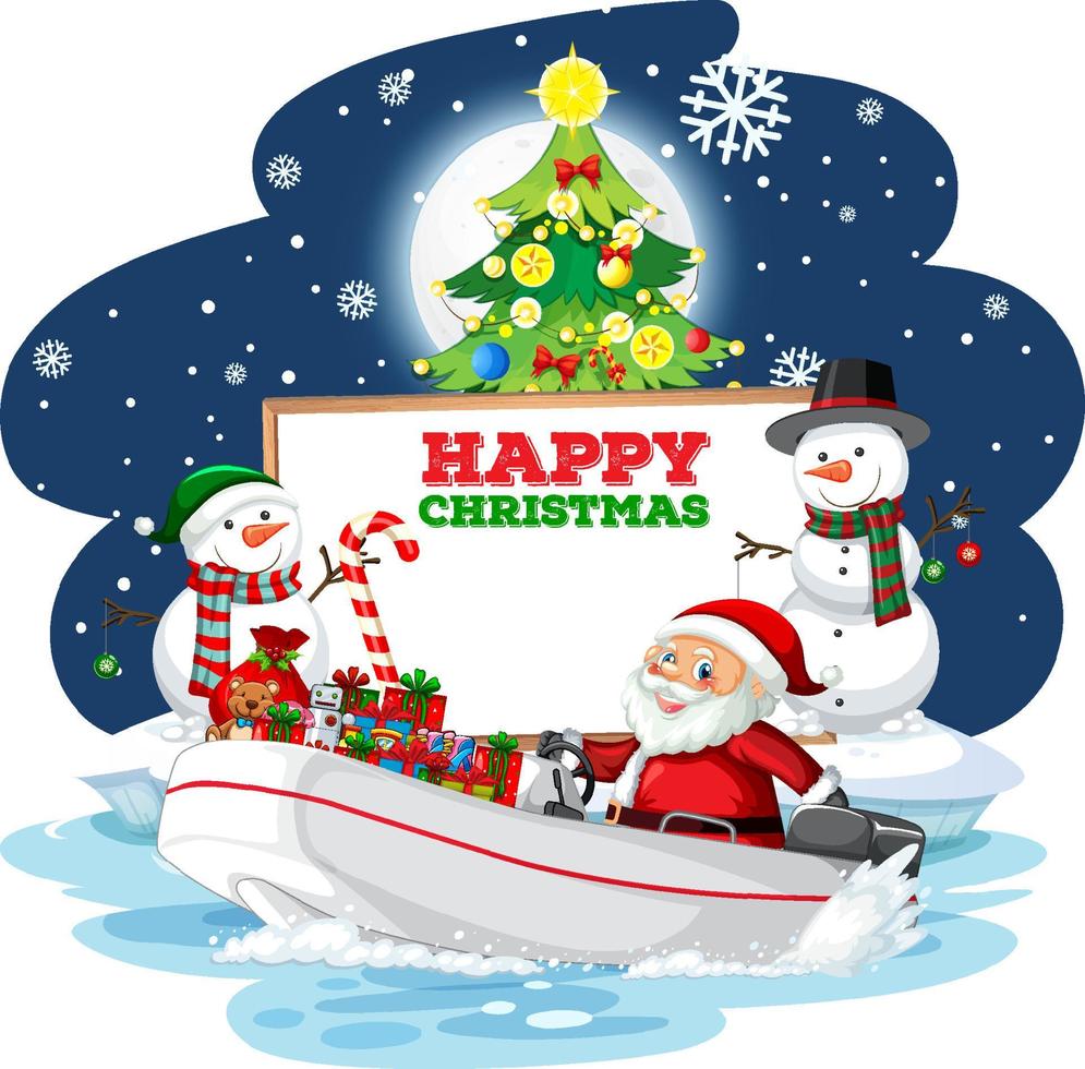 Empty banner with Santa Claus and snowmen vector