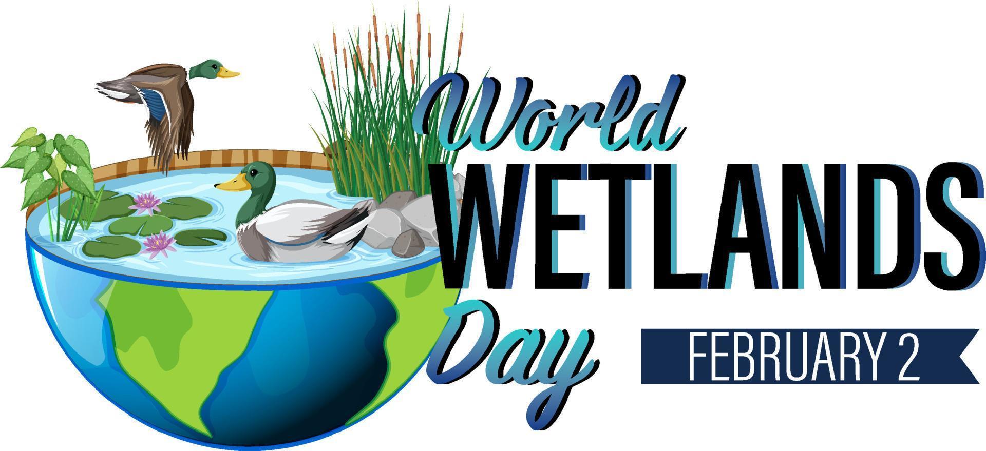 World Wetlands Day 2 February typography logo design vector