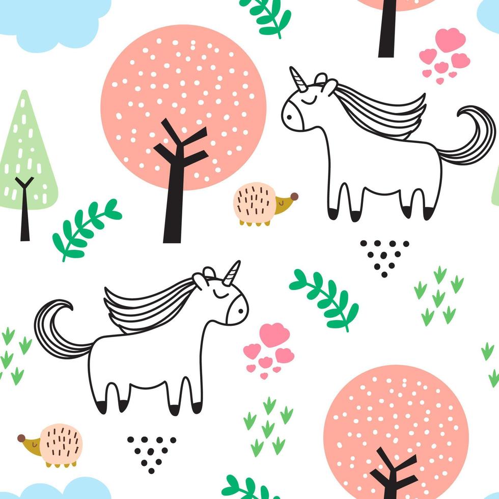 Cute unicorn pattern vector