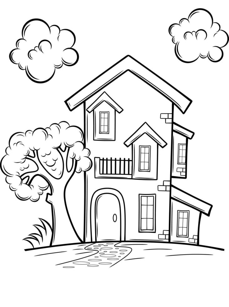 House Coloring book for adult and older children vector