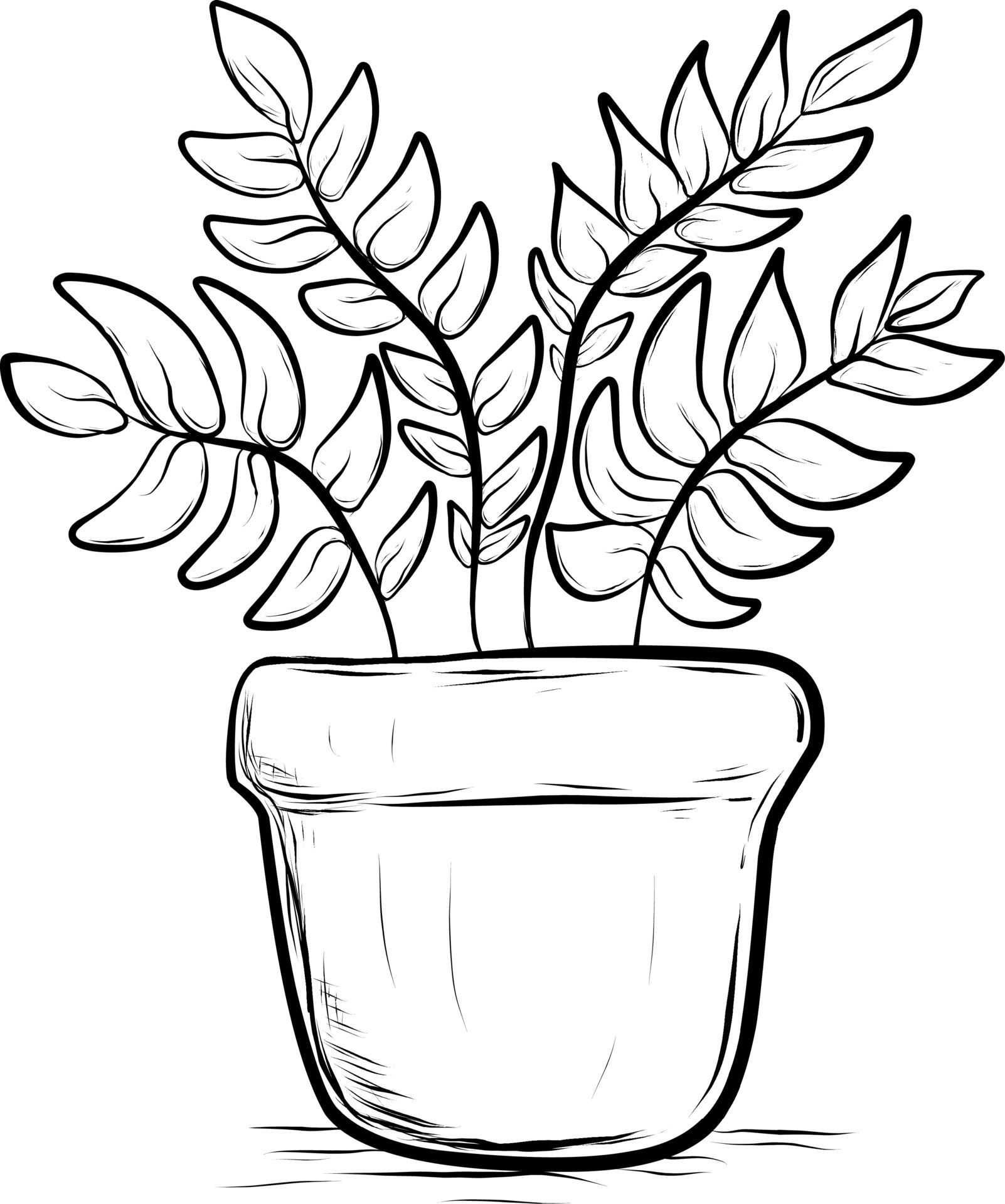 Plant in pots. Cartoon style vector illustration. Isolated coloring ...