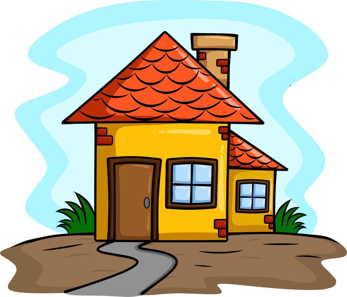 Cute House with Front Yard isolated vector