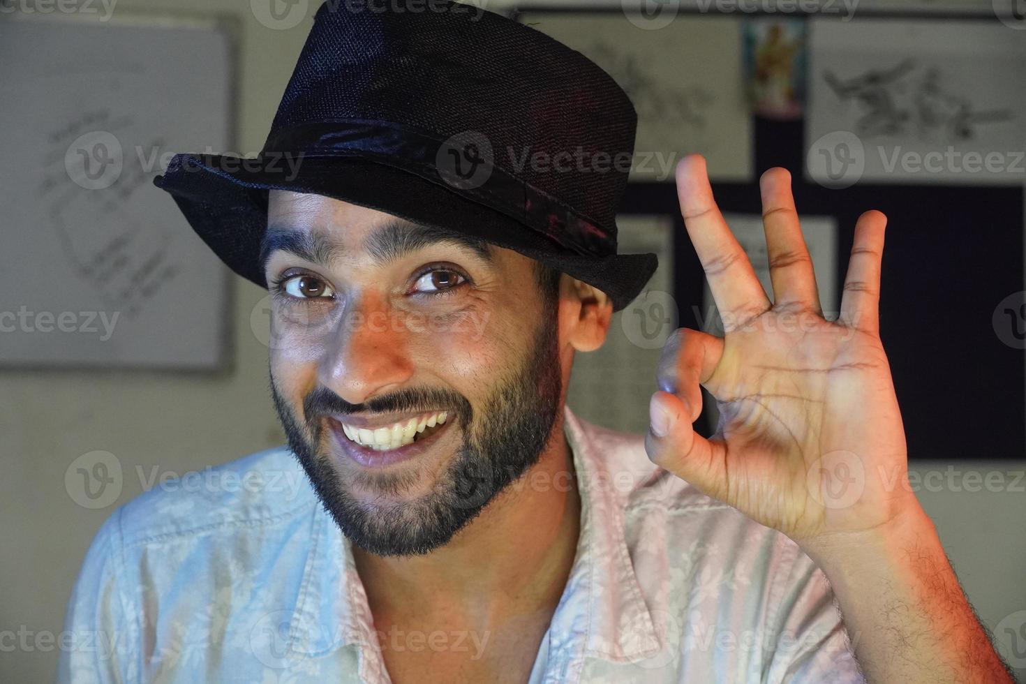 A young Filmmaker is happy photo