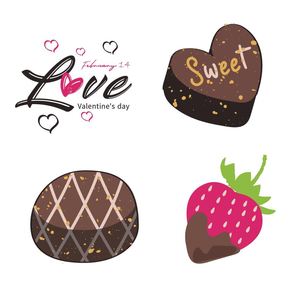 Colorful chocolates and Valentine's Day elements vector