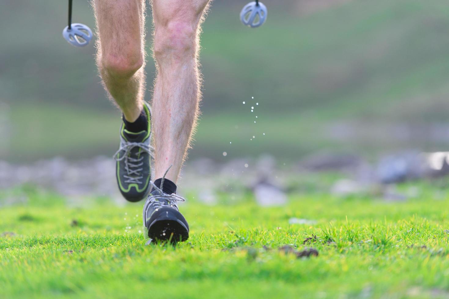 Detail of a walker during Nordic walking photo