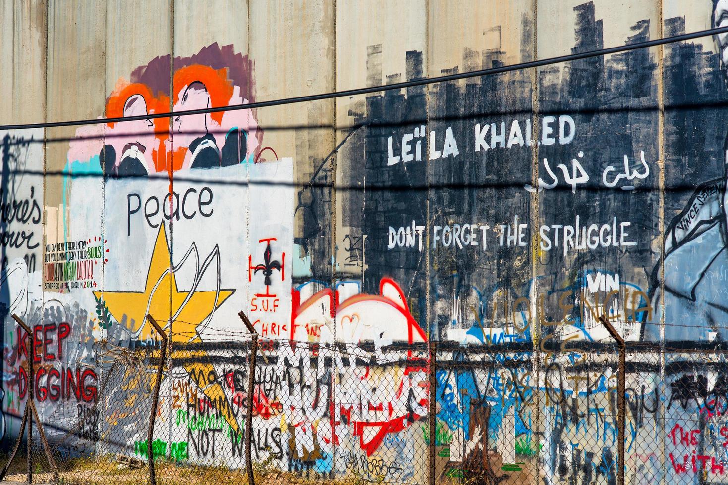 Jerusalem, Israel 2015- Israeli separation barrier, at the Bethlehem photo