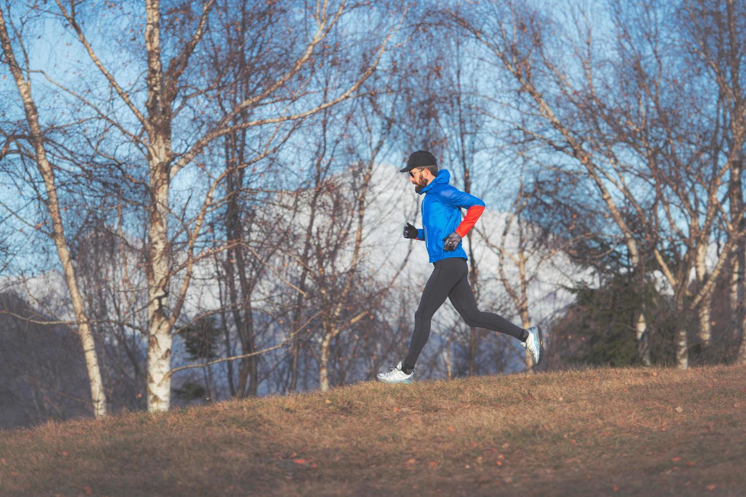 A marathon runner trains at altitude photo