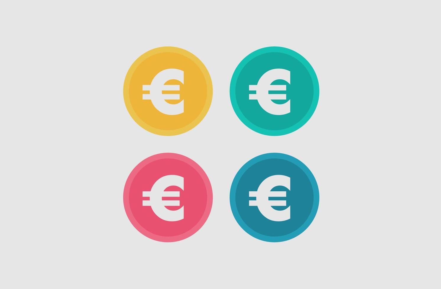 ilustración vectorial de moneda euro simple. con 4 colores diferentes vector