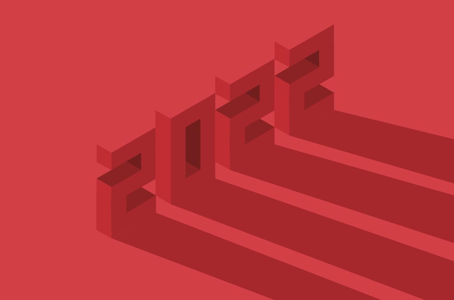 vector illustration of 2022 with red background and copy space area