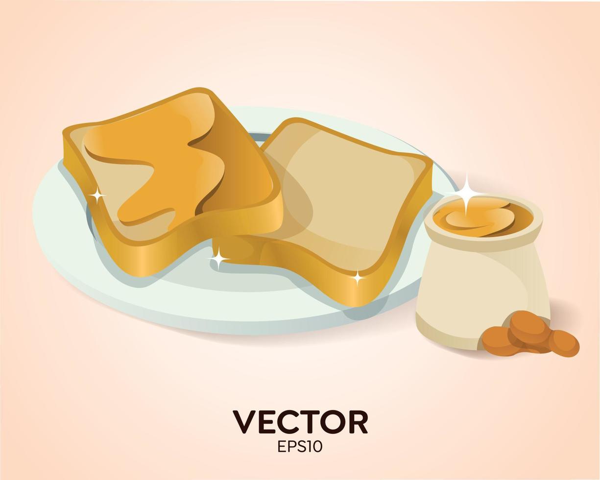 ilustración vectorial de maní y mantequilla de maní. conjunto vectorial de merienda de maní. vector