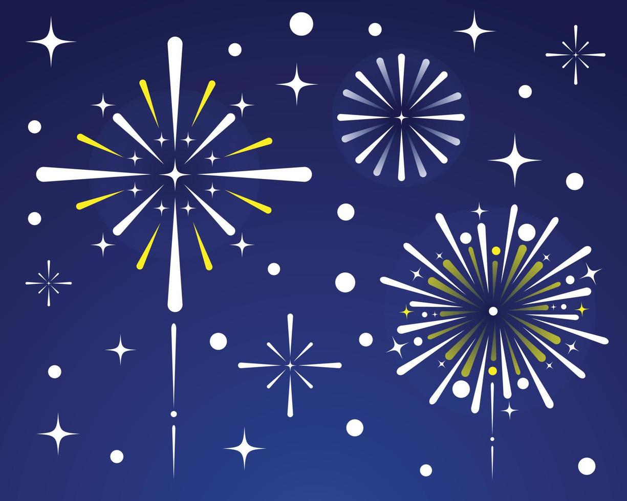 Fireworks Vector with White and Blue Background
