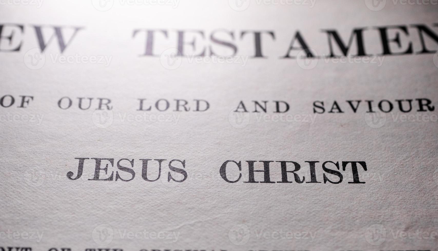 Close up of old Holy Bible photo
