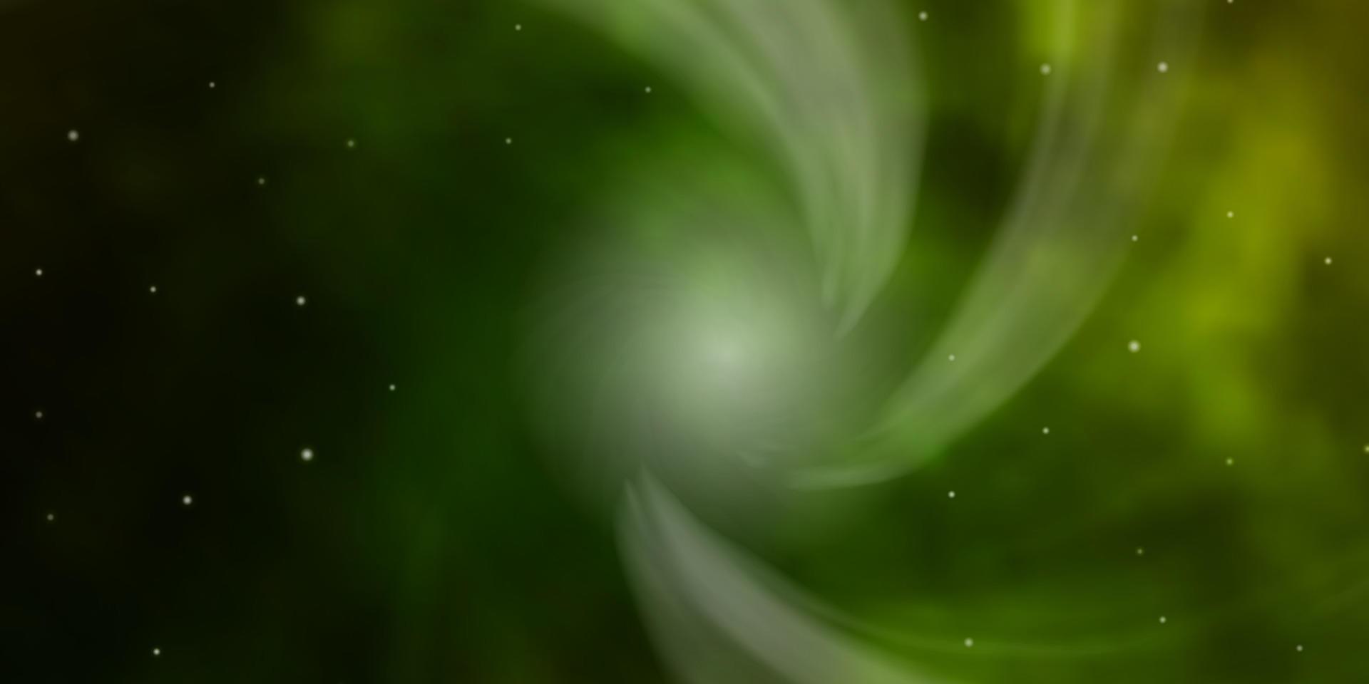 Dark Green vector background with colorful stars.
