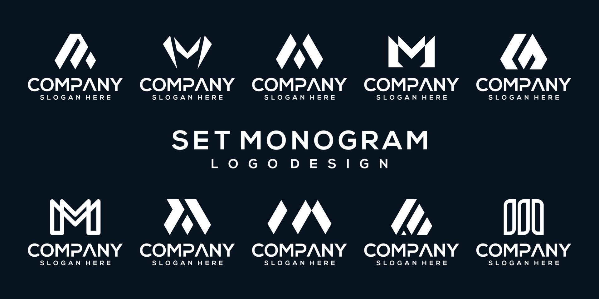 set collection monogram letter logo template vector