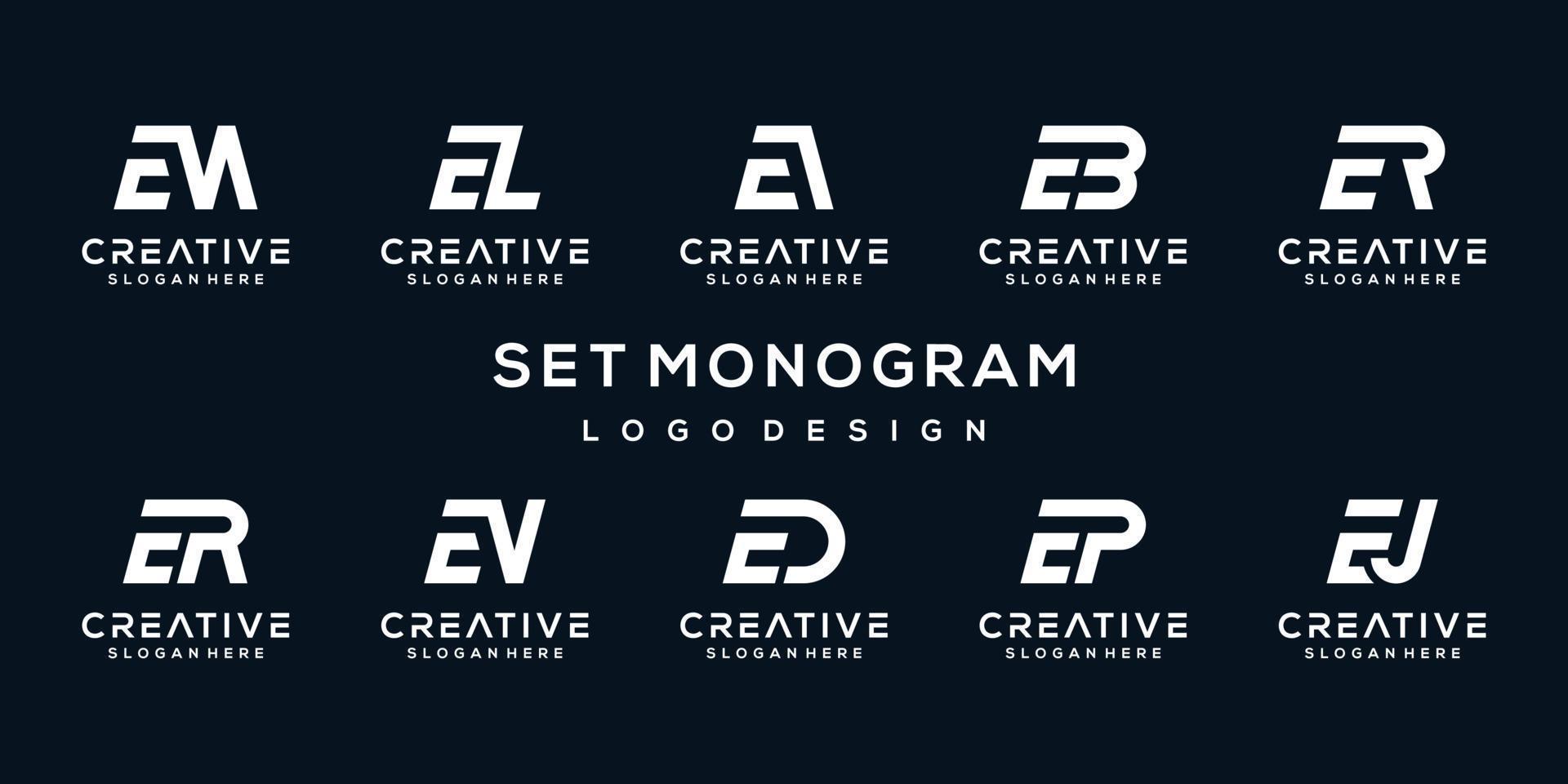 set collection monogram letter logo template vector