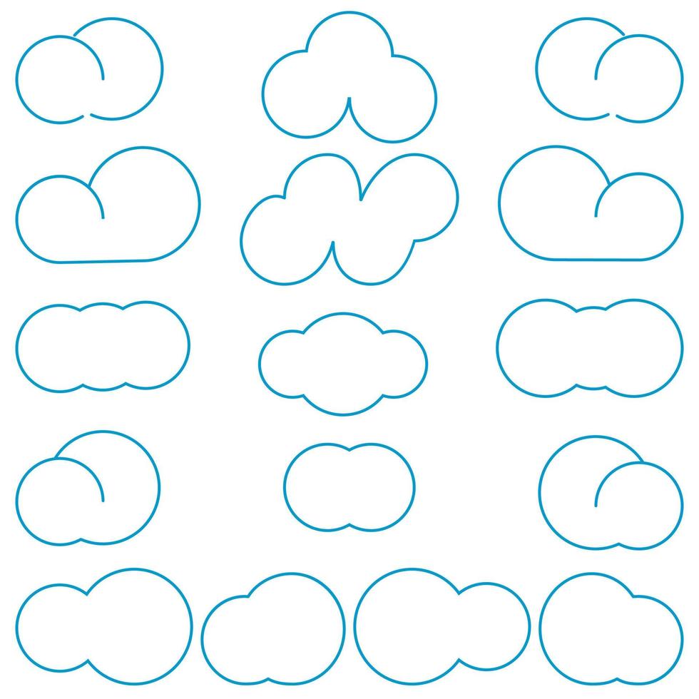 nubes diferentes formas estilo simple vector